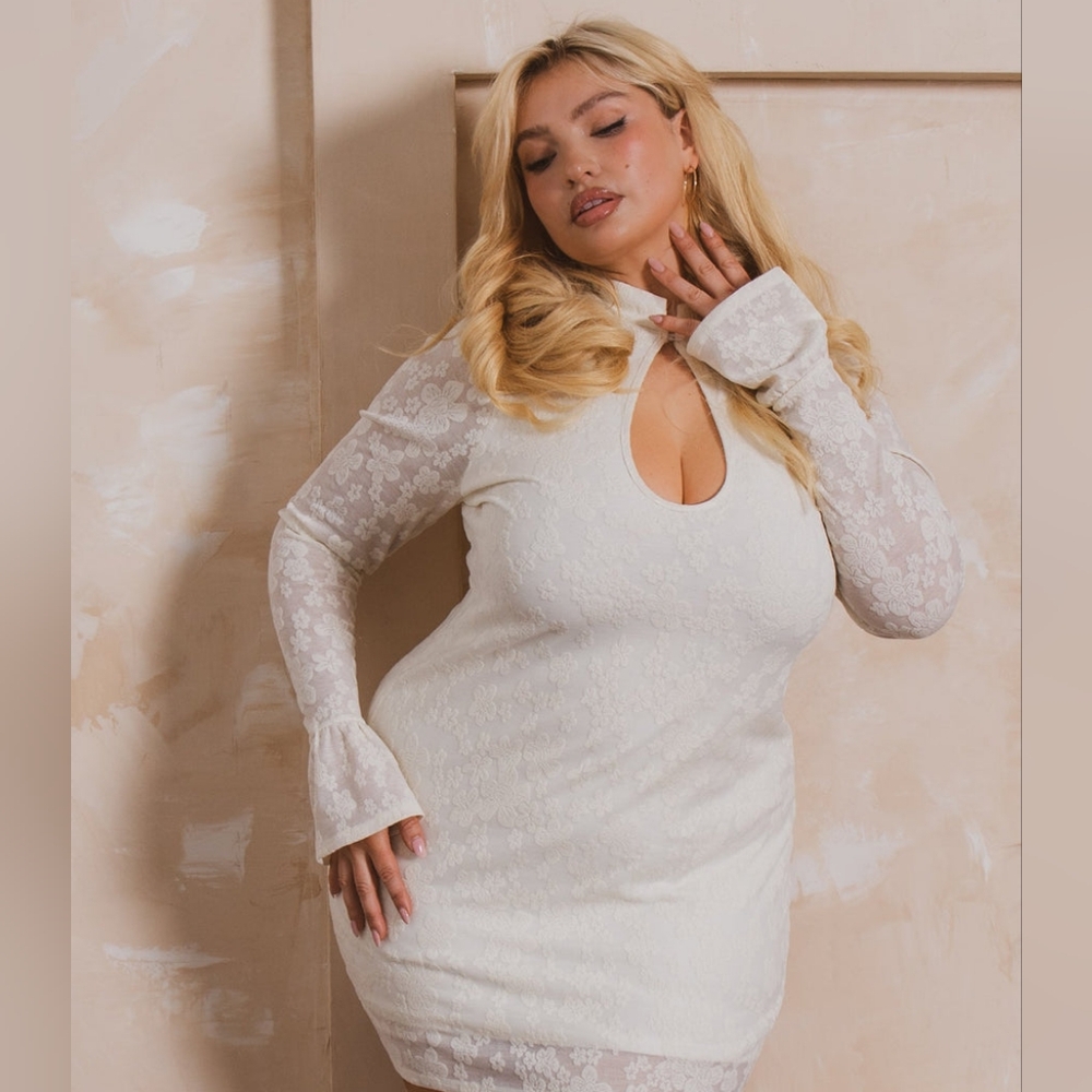 NEW NWOT Plus Size Curvy Sense Elegant White Lace Dress Sz 4XL